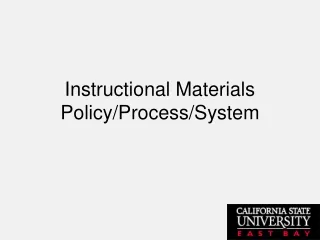 Instructional Materials Policy/Process/System