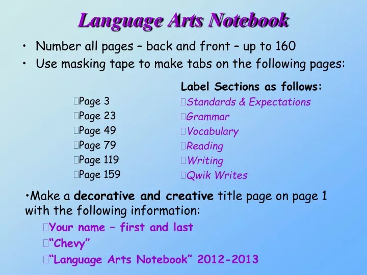language arts notebook