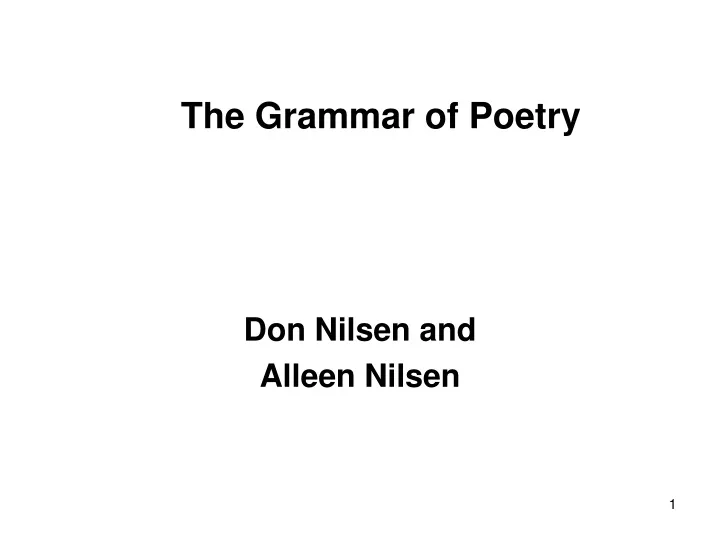 the grammar of poetry
