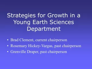 Strategies for Growth in a Young Earth Sciences Department