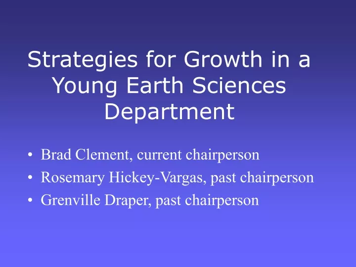 strategies for growth in a young earth sciences department