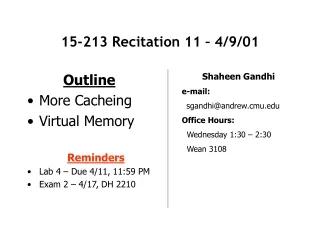 15-213 Recitation 11 – 4/9/01