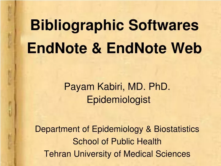 bibliographic softwares endnote endnote web