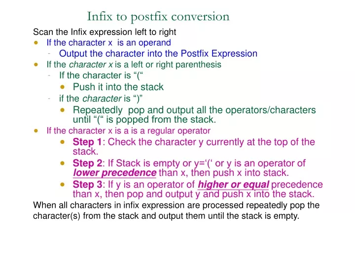 infix to postfix conversion