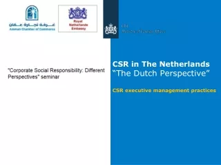 CSR in The Netherlands “The Dutch Perspective” CSR executive management practices