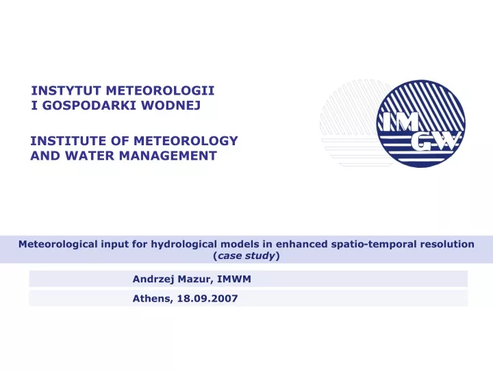 instytut meteorologii i gospodarki wodnej