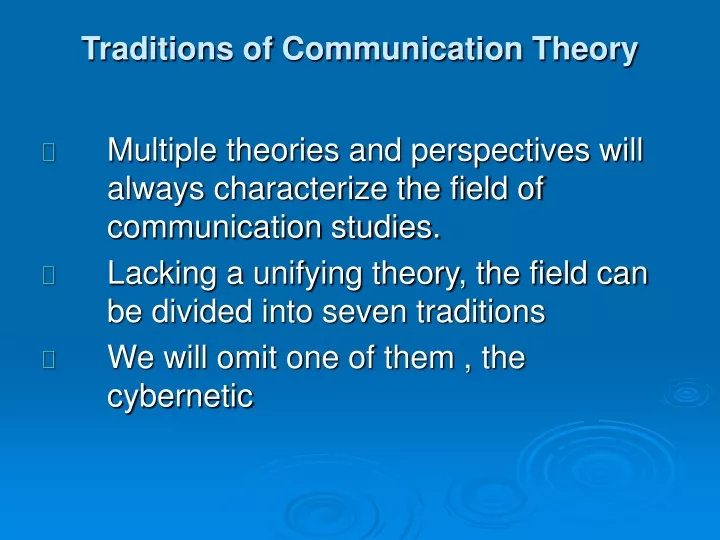 traditions of communication theory