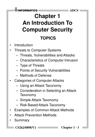 Chapter 1 An Introduction To Computer Security