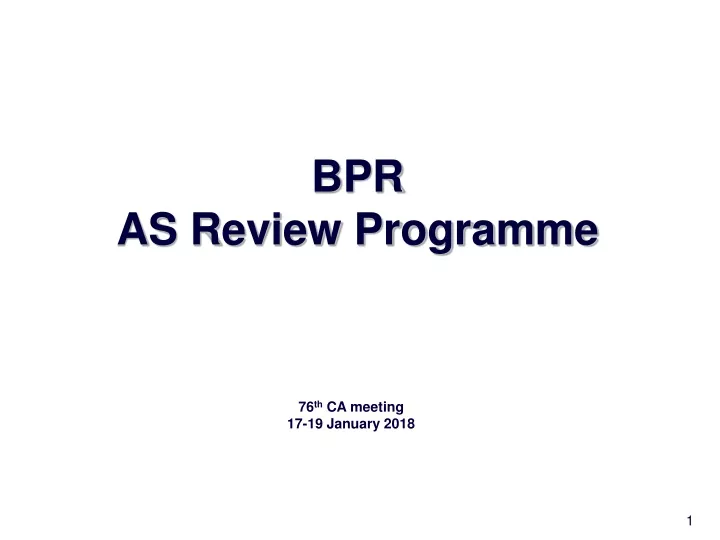 bpr as review programme