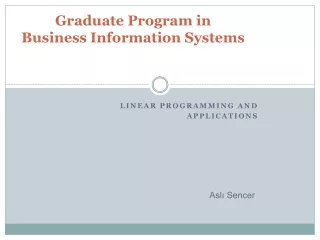 Graduate Program in  Business Information Systems