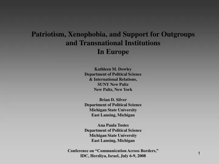 patriotism xenophobia and support for outgroups