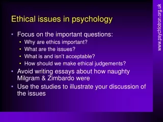 Ethical issues in psychology