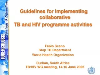 Guidelines for implementing collaborative  TB and HIV programme activities