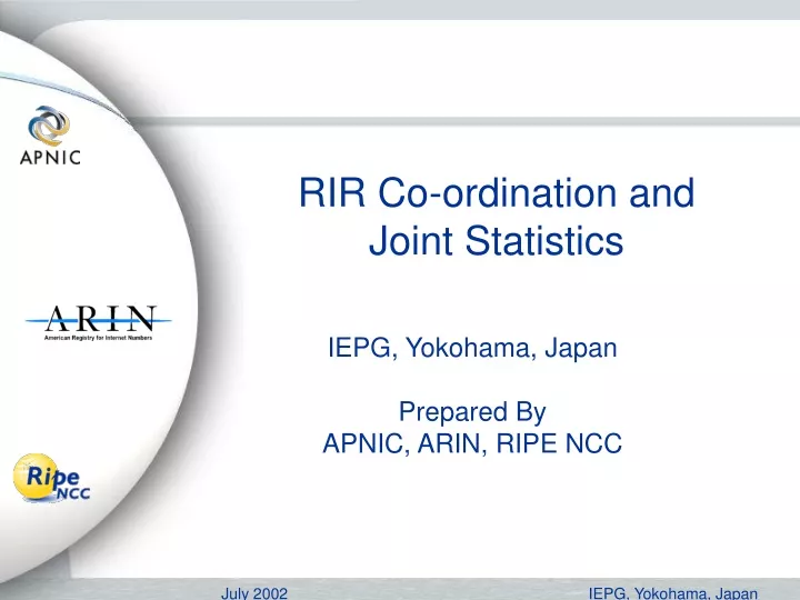rir co ordination and joint statistics