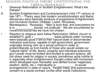Religion, Political Theory, Constitutional and Liberal Democracy
