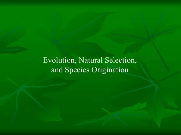 evolution natural selection and species