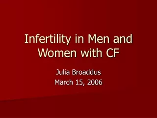 Infertility in Men and Women with CF