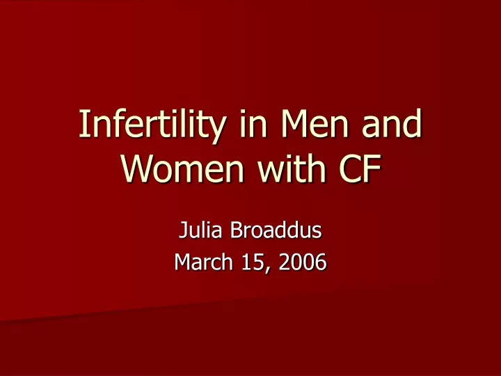 infertility in men and women with cf