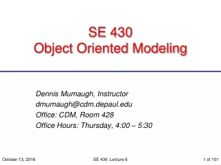 SE 430  Object Oriented Modeling