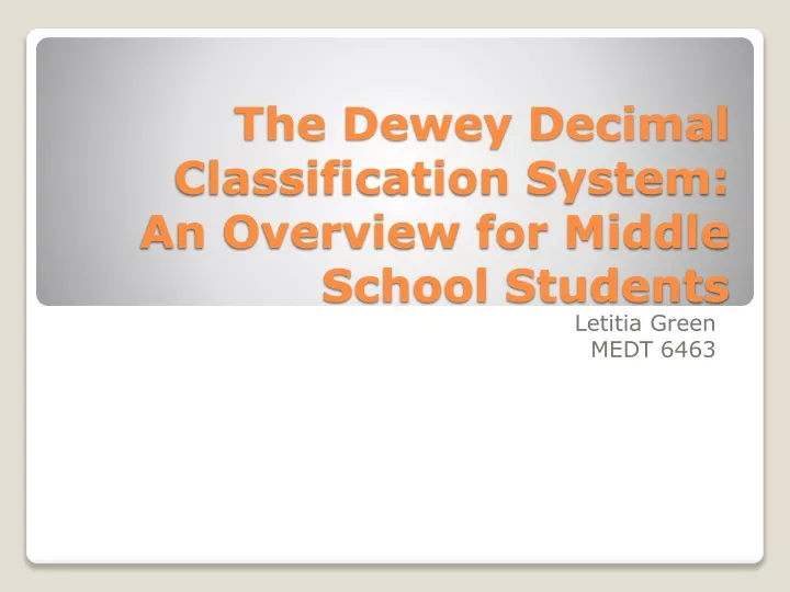 the dewey decimal classification system an overview for middle school students