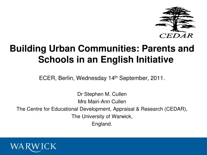 building urban communities parents and schools