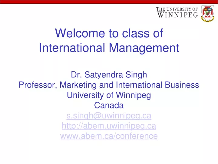 welcome to class of international management