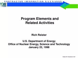 Program Elements and Related Activities