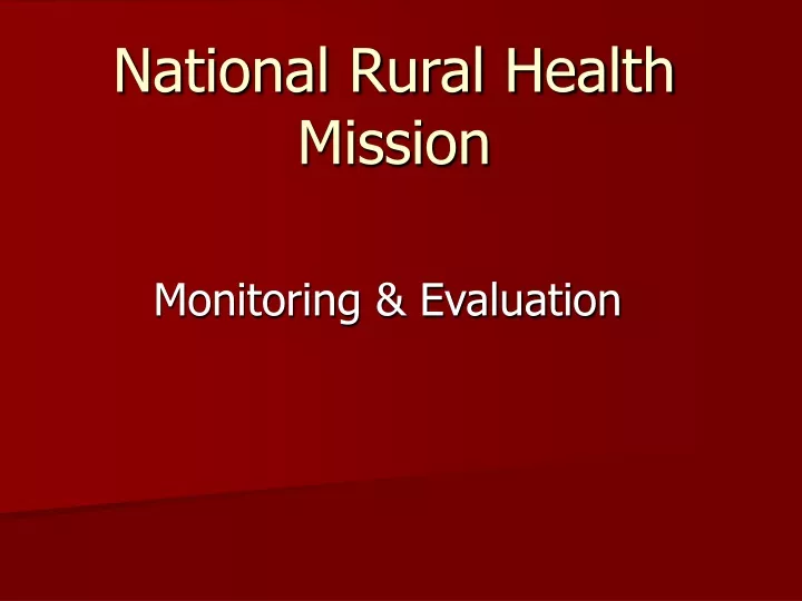 national rural health mission