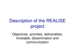 Description of the REALISE project