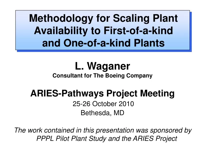 methodology for scaling plant availability