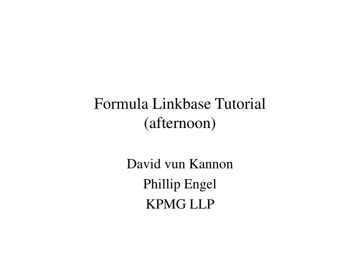formula linkbase tutorial afternoon