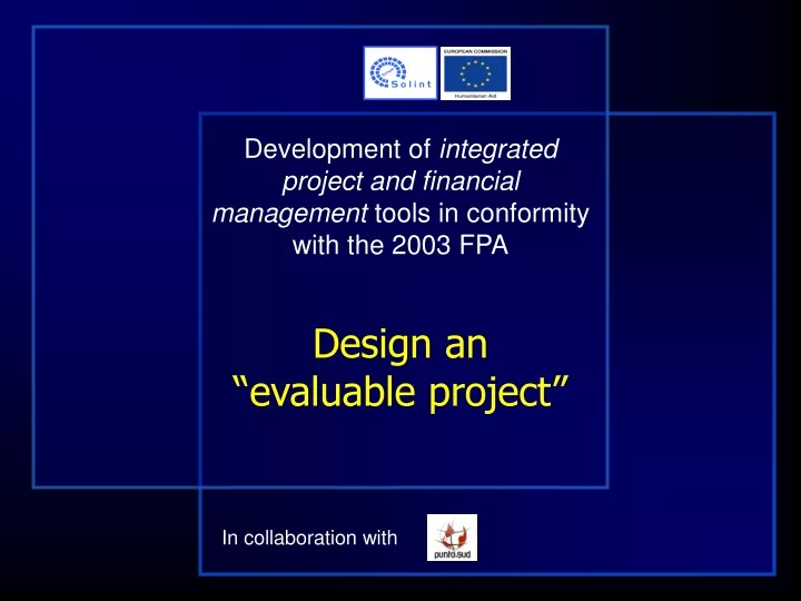 development of integrated project and financial