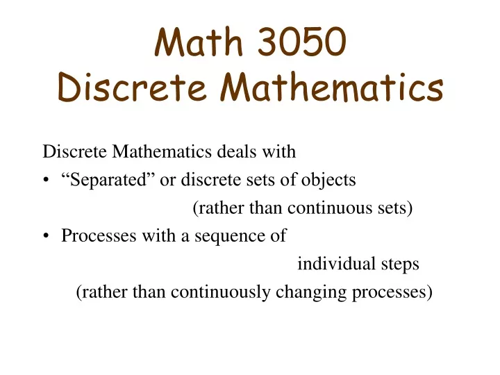 math 3050 discrete mathematics