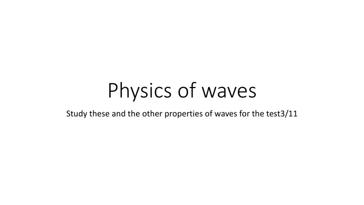 physics of waves