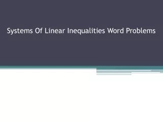 Systems Of Linear Inequalities Word Problems
