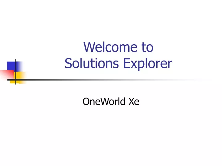 welcome to solutions explorer