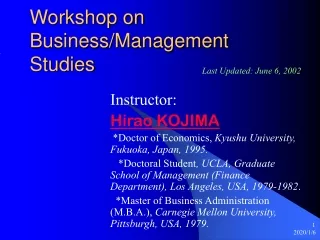 Workshop on Business/Management Studies