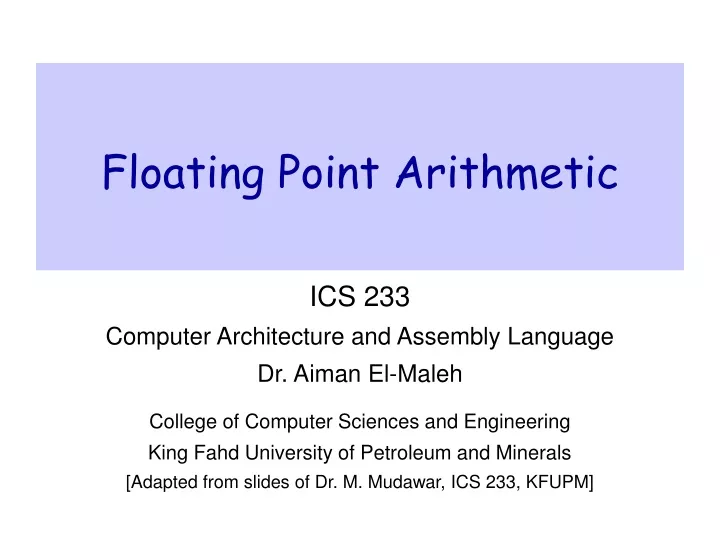 floating point arithmetic