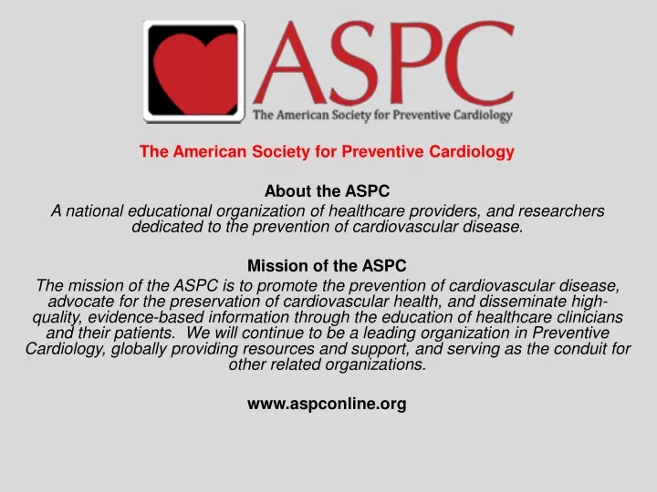 the american society for preventive cardiology
