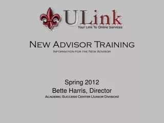 New Advisor Training Information for the New Advisor