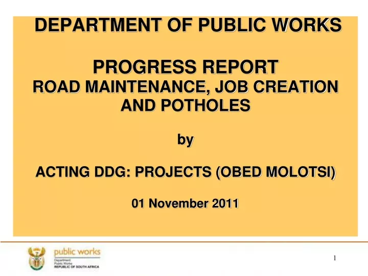 department of public works progress report road