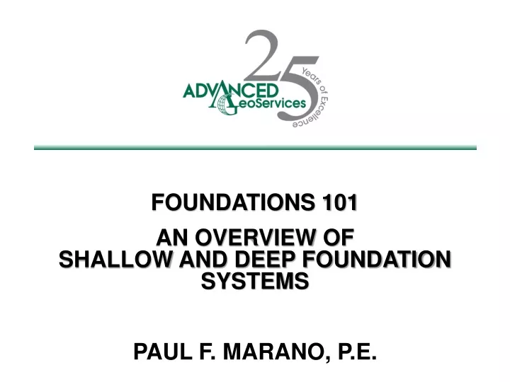 foundations 101 an overview of shallow and deep