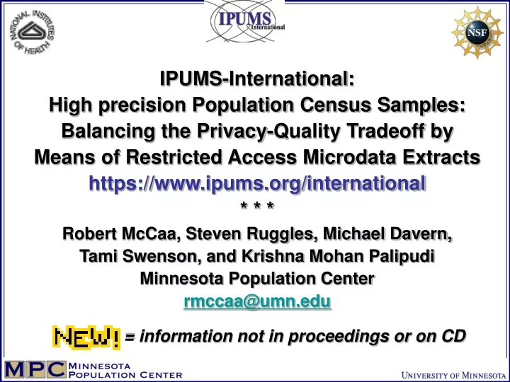 ipums international high precision population