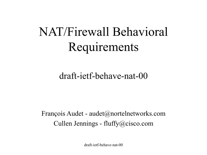 nat firewall behavioral requirements