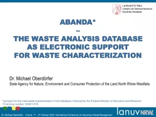 ABANDA*  –  THE WASTE ANALYSIS DATABASE  AS ELECTRONIC SUPPORT  FOR WASTE CHARACTERIZATION