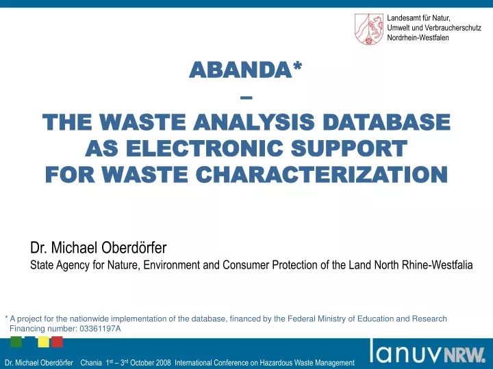 abanda the waste analysis database as electronic support for waste characterization