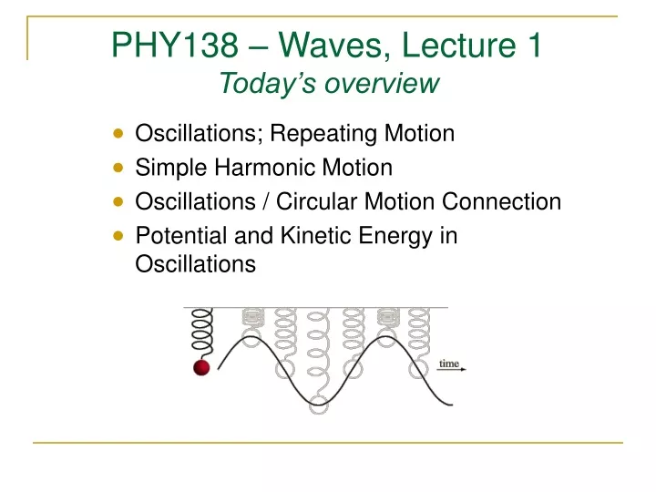 phy138 waves lecture 1 today s overview