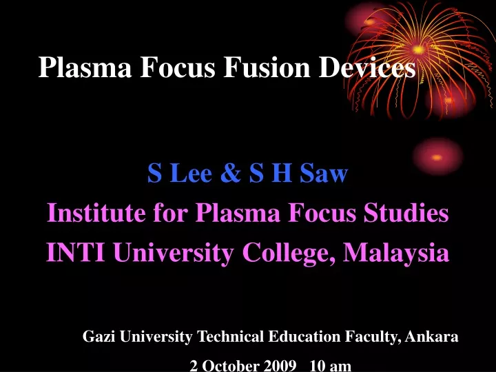 plasma focus fusion devices