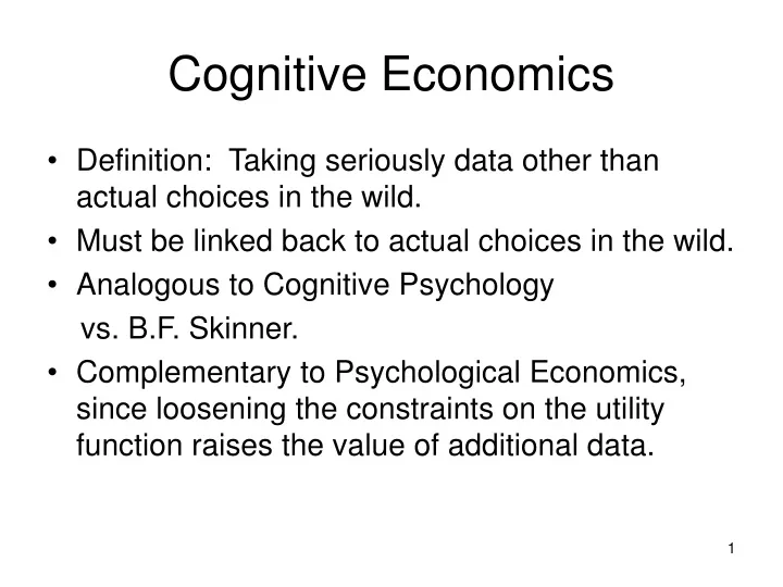 cognitive economics