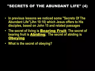 &quot;SECRETS OF THE ABUNDANT LIFE&quot; (4)